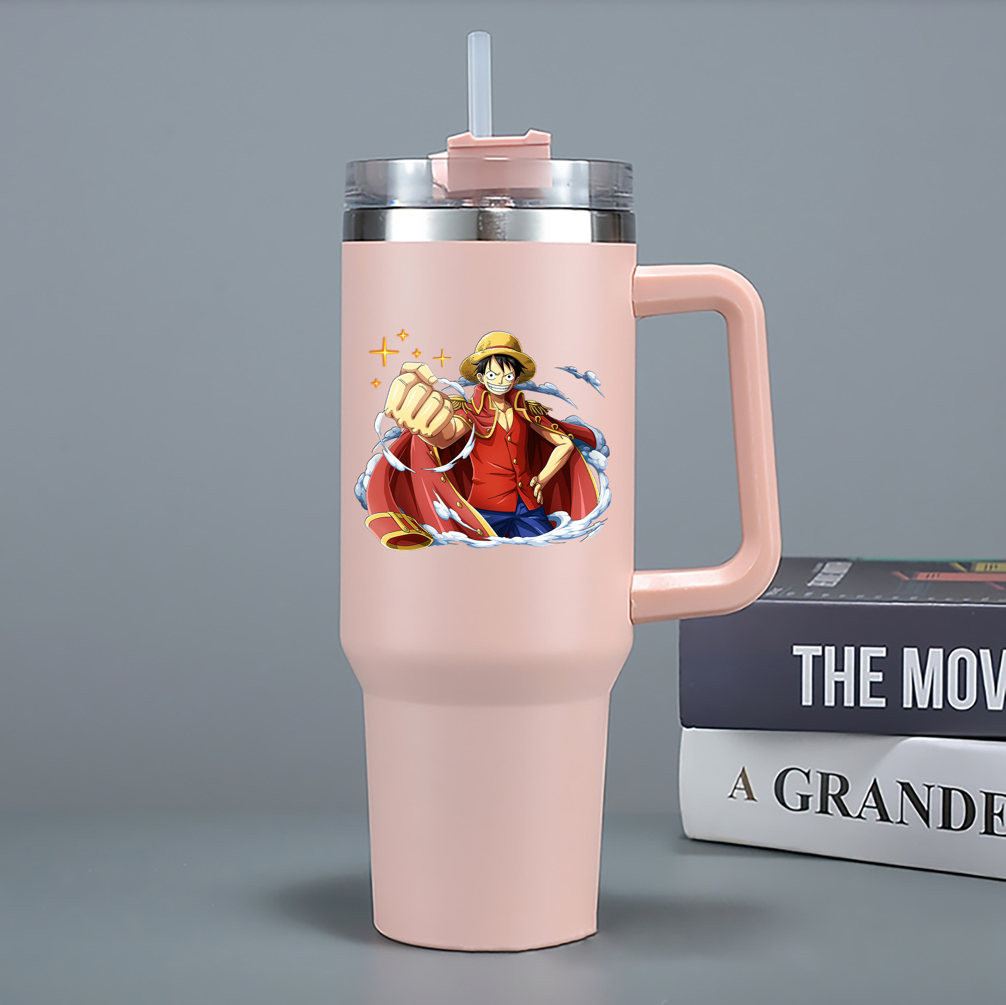 ワンピース モンキー・D・ルフィ ONE PIECE Monkey D. Luffy 1200mL車用タンブラー - クリスタルステッカー（プラスチックストロー付き）